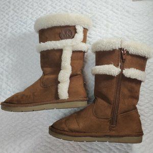 Michael Kors Girls Alina  Brown Round Toe Side Zip Winter Tall Boots Size 10